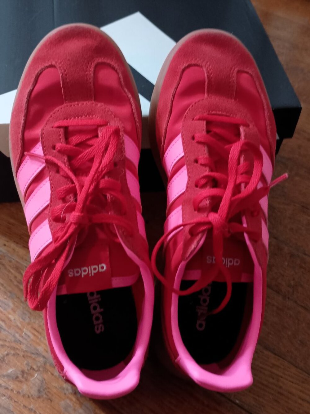 Red and Pink Adidas Barreda Decode J Youth size 6